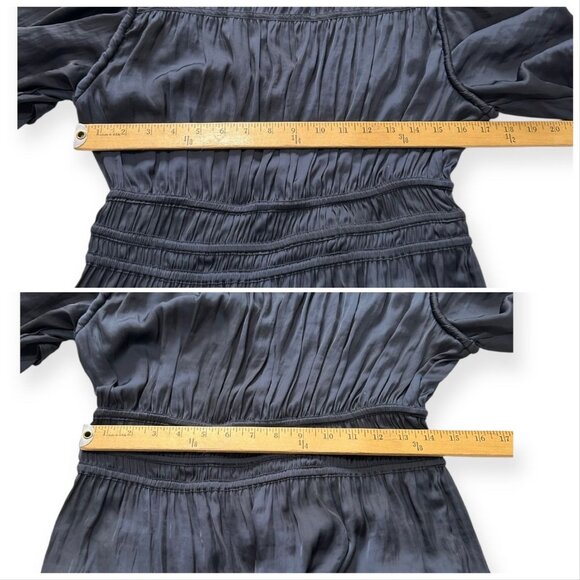 Ulla Johnson Azaria Dress Midnight Plissé Satin Mini Size 12 NWT $575 - Picture 13 of 15